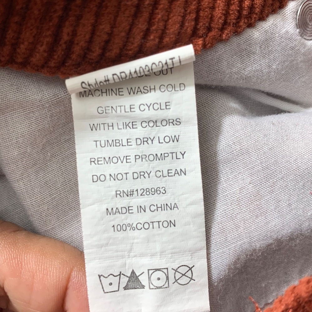 Indigo Rein Corduroy Mini Skirt Womens 5/26 Rust Orange ButtonFront Raw Hem Boho - Picture 6 of 7